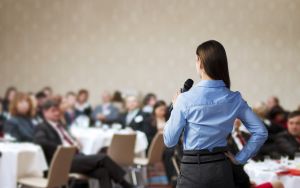 woman speaking to a group